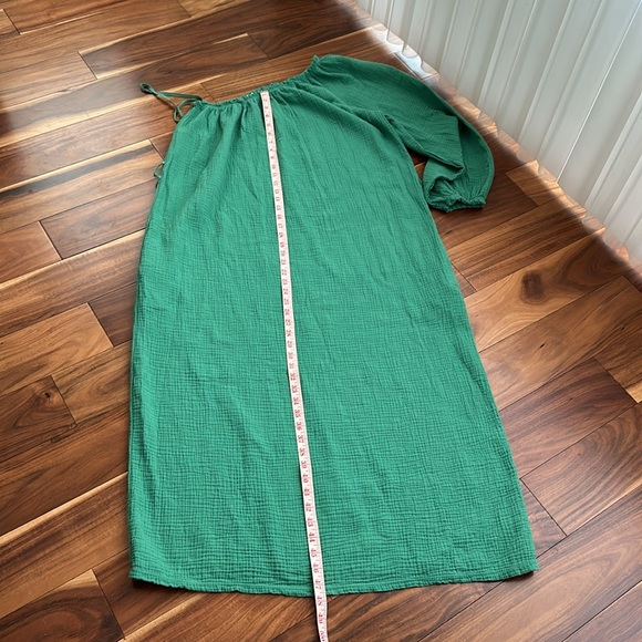 J & L PARIS GREEN COTTON ONE SHOULDER DRESS WITH BELT - Picture 10 of 12